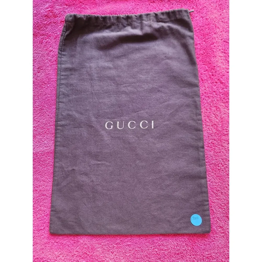 New Gucci Brown Cotton Dust Bag Drawstring Pouch 17x11 Authentic Storage Cover